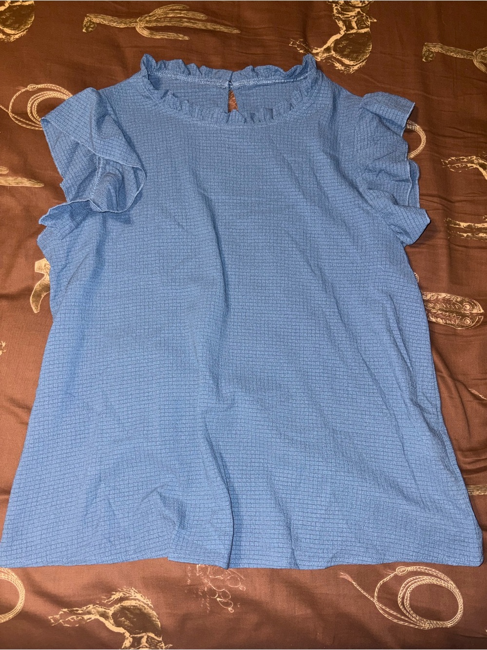 Women’s Ruffle Sleeve Blouse - Blue